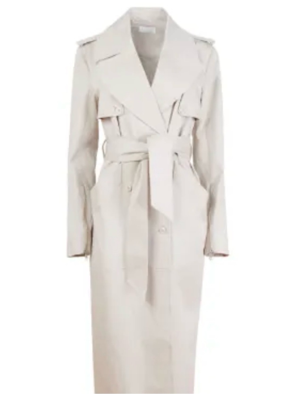 Joan Vass Neutral Gray Trench Coat with Tie Belt